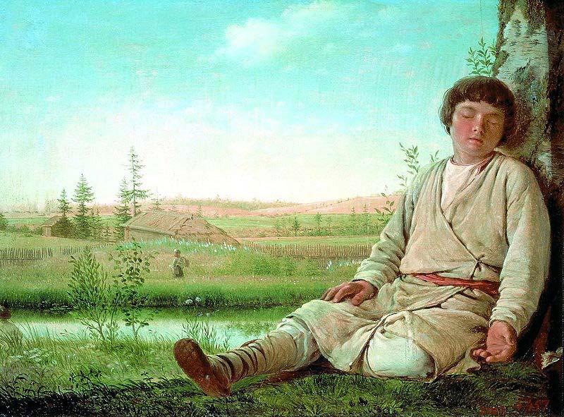 Alexey Gavrilovich Venetsianov Dreaming little shepherd oil painting image